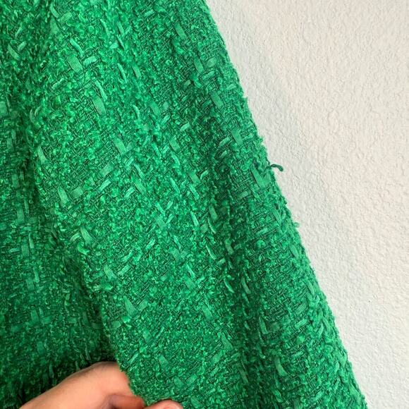 Rachel Zoe Green Tweed Blazer Golden Button Size L Preppy Chanel - Picture 4 of 7